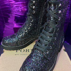 PORTLAND by Portland Boot Company Women's Glitter Lace Up Boot